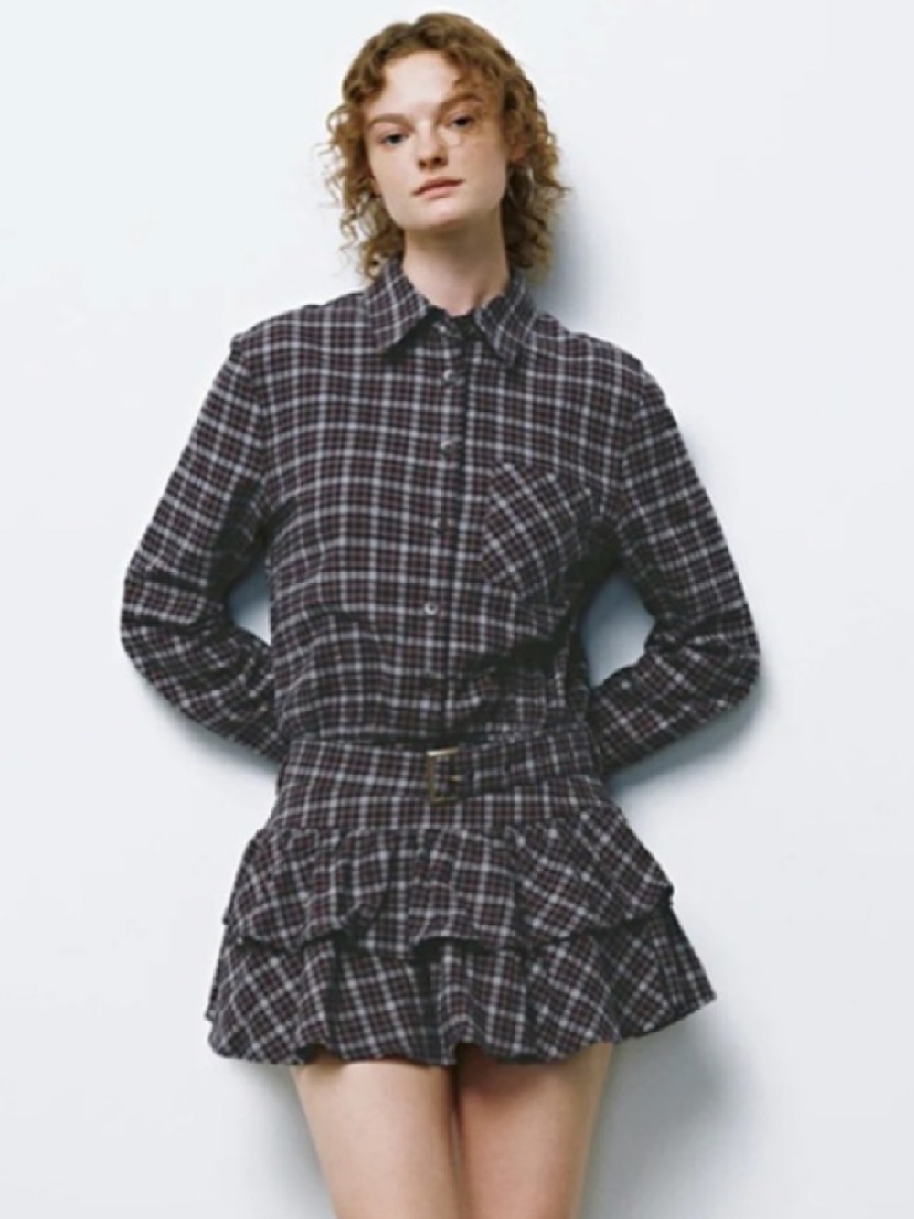 Urban Revivo Plaid Pleated Skater Dress - Picture 4 of 16
